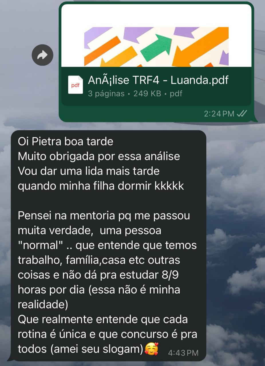 Mensagem de uma aluna sobre o método
